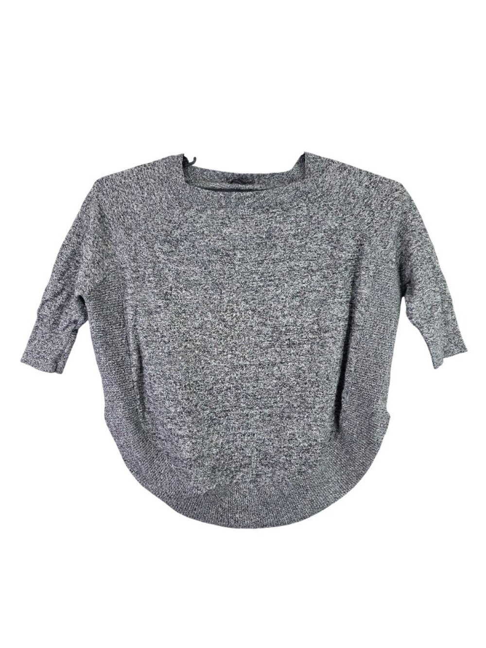 Womens Express Gray Knit Sweater Cotton Blend Round Hem 3/4 Sleeves Size S